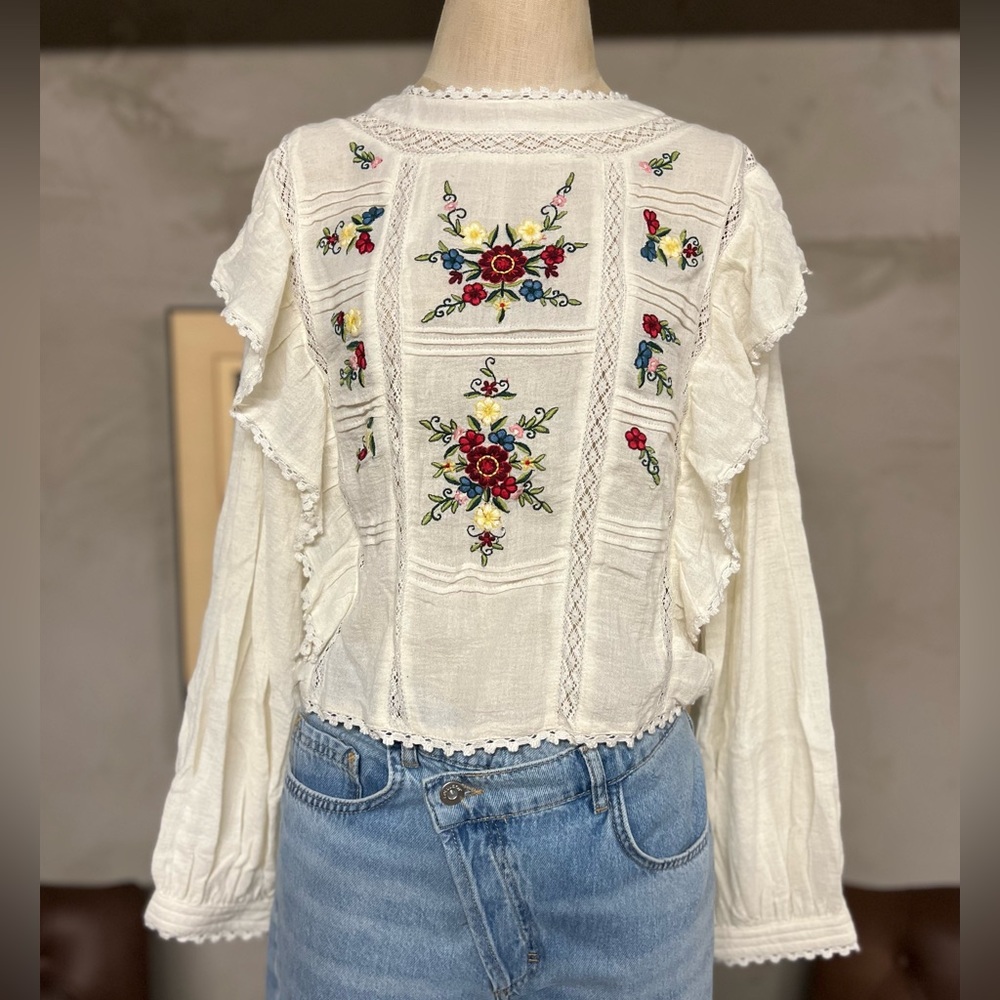 NWT Free People Embroidered Blouse
